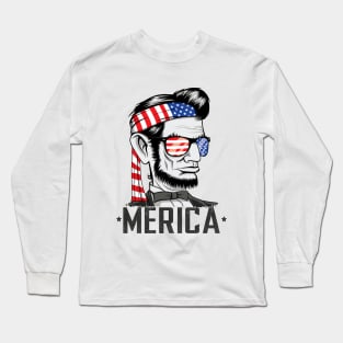 Abe Lincoln Merica 4th of July Tee Long Sleeve T-Shirt